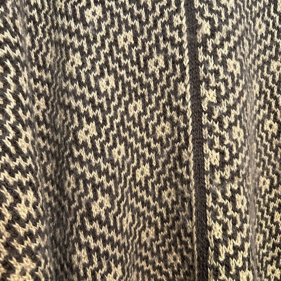 Lauren Ralph Lauren Brown and Cream Wool Blend Knit Poncho - Picture 3 of 5